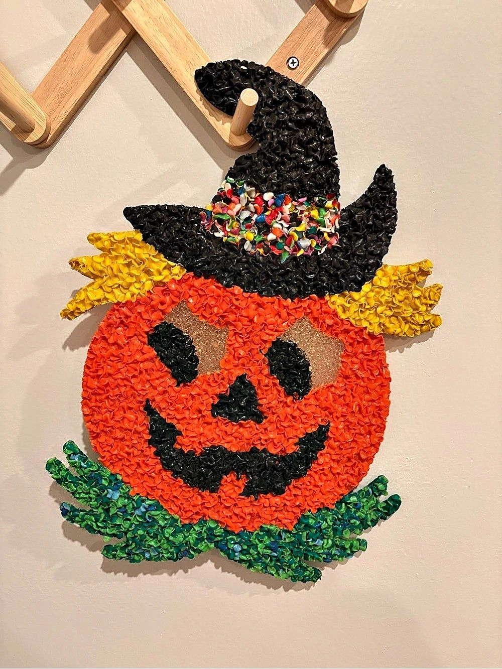 Vintage MCM Melted ‘Popcorn’ Halloween Pumpkin Witch Hat Decor